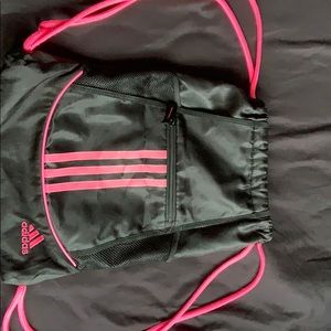Black and pink adidas drawstring bag